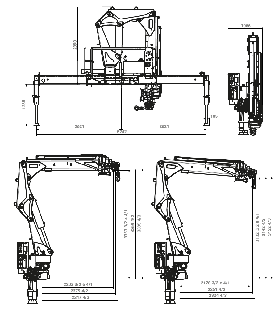 Desenho técnico oficial do guindaste ARGOS AGI 16.5s