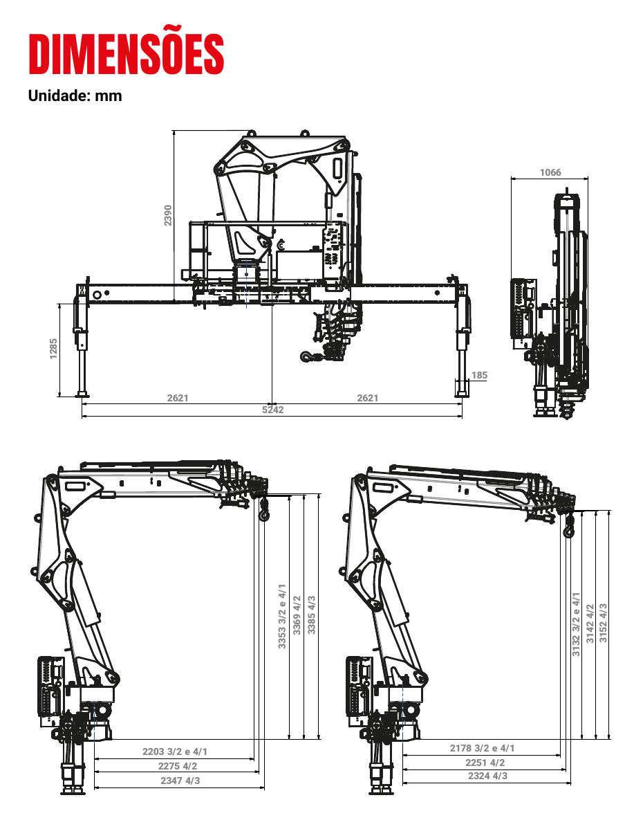Desenho dimensional oficial do guindaste ARGOS AGI 16.5s