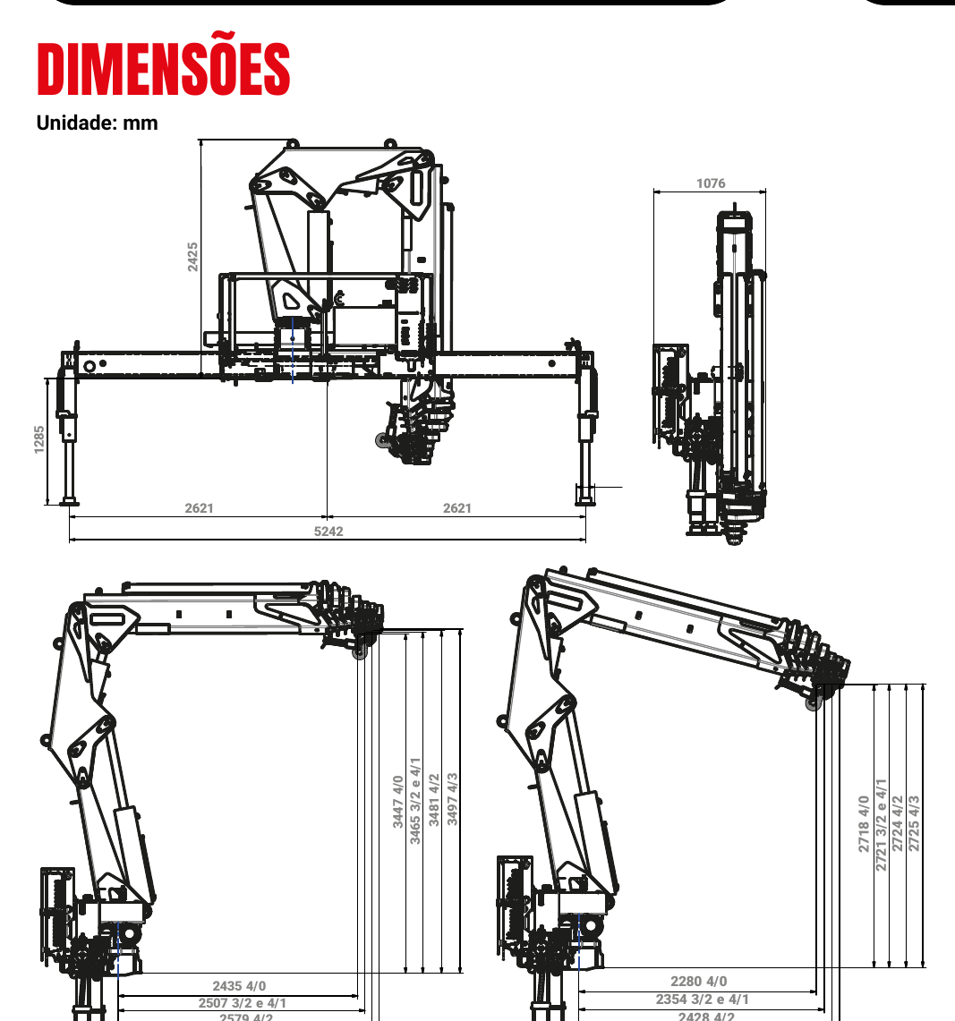 Desenho dimensional oficial do guindaste ARGOS AGI 20.5s